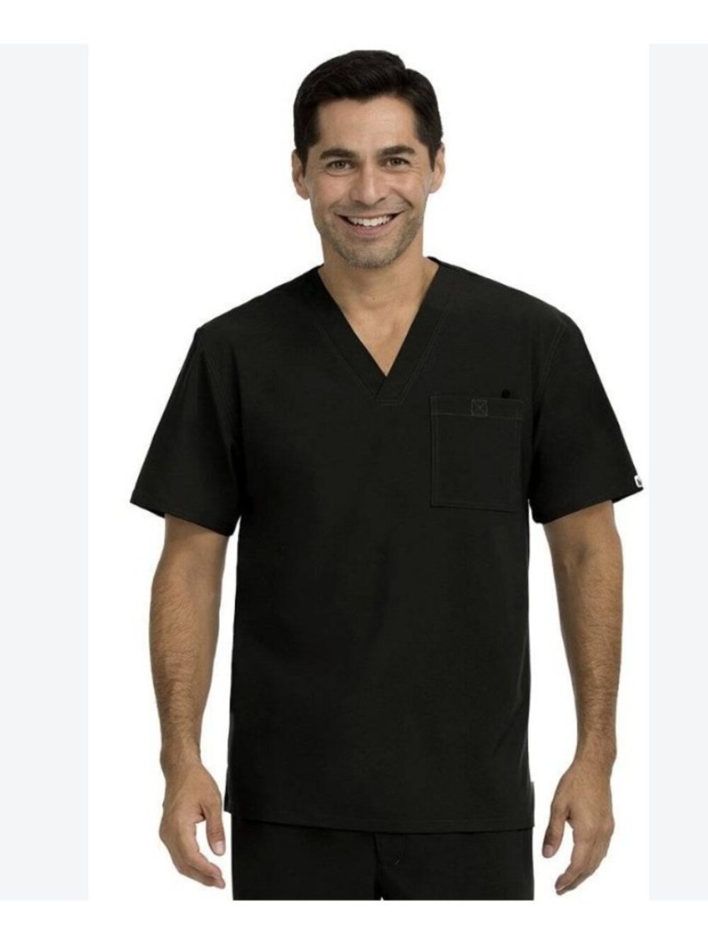 MED COUTURE Rothwear Activate Touch V-Neck Men's Scrub Top 8530 -Black -MEDIUM